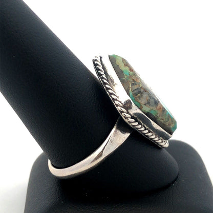Native American Unsigned Old Pawn 925 Sterling Silver Turquoise Cabochon Ring