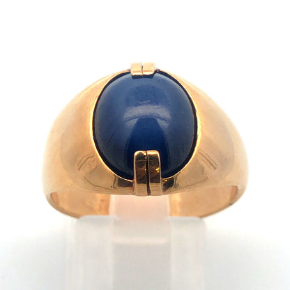 Gorgeous 10k Yellow Gold Oval Cabochon Blue Star Sapphire Dome Ring Size 9.25