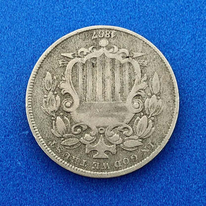 1867 P Shield Nickel Variety 2 Without Rays Better Key Philadelphia Type Coin