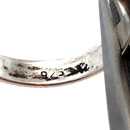Vintage 925 Sterling Silver Round Akoya Pearl Bezel Solitaire Dome Ring