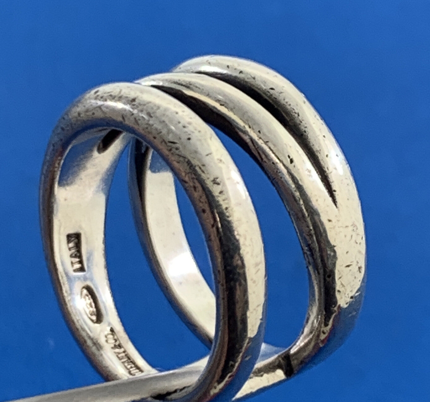 Tiffany & Co Italy 925 Sterling Silver Diagonal Infinity Wide Band Size 6.5 Ring