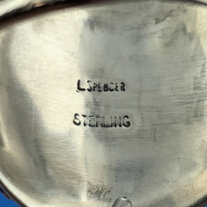 Navajo Lorraine Spencer 925 Sterling Silver Malachite Unisex Squash Blossom Ring