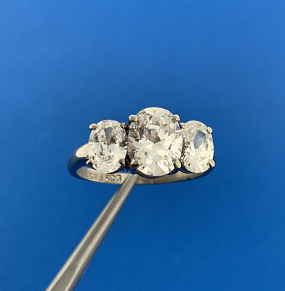 Designer FAS Sterling Silver Cubic Zirconia Oval Trio Anniversary Cocktail Ring