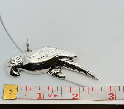 925 Sterling Silver Parrot Macaw Cockatoo Bird Statement Pendant
