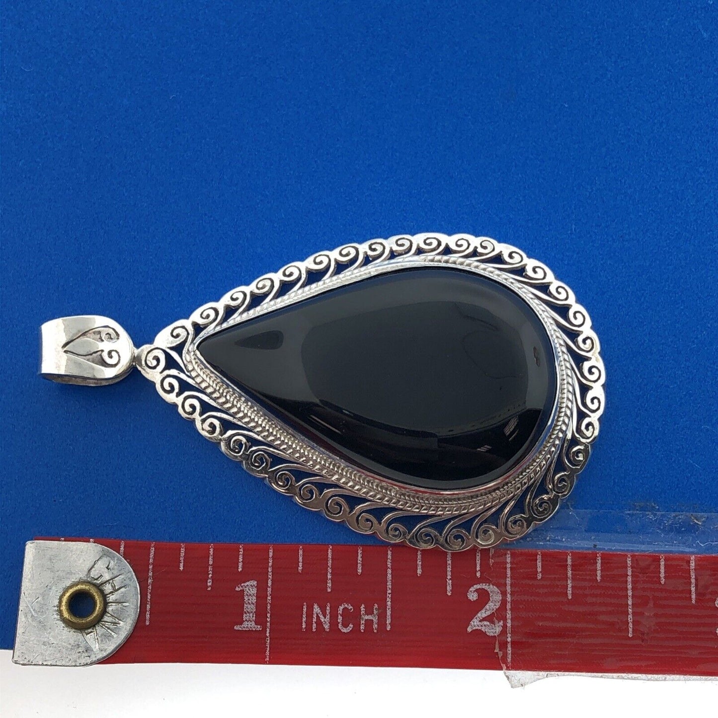 Balinese Sterling Silver Black Onyx Wisdom Protection Chakra Statement Pendant