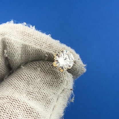 Gorgeous 14k Yellow Gold Large Round Cut Sparkling CZ Stud Earrings