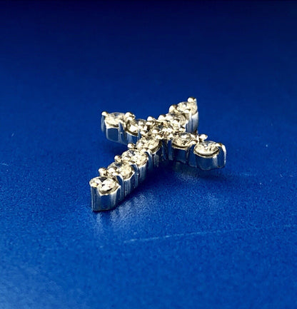 14K White Gold Diamond Cross Religious Communion Confirmation Bridal Pendant
