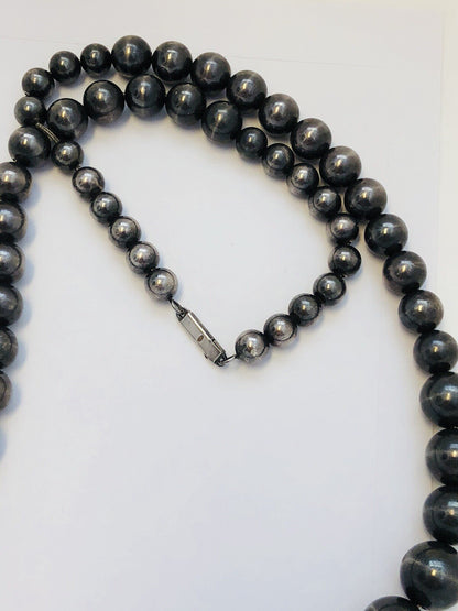 Vintage Taxco Mexico 925 Sterling Silver Graduated Ball Bead Statement Necklace