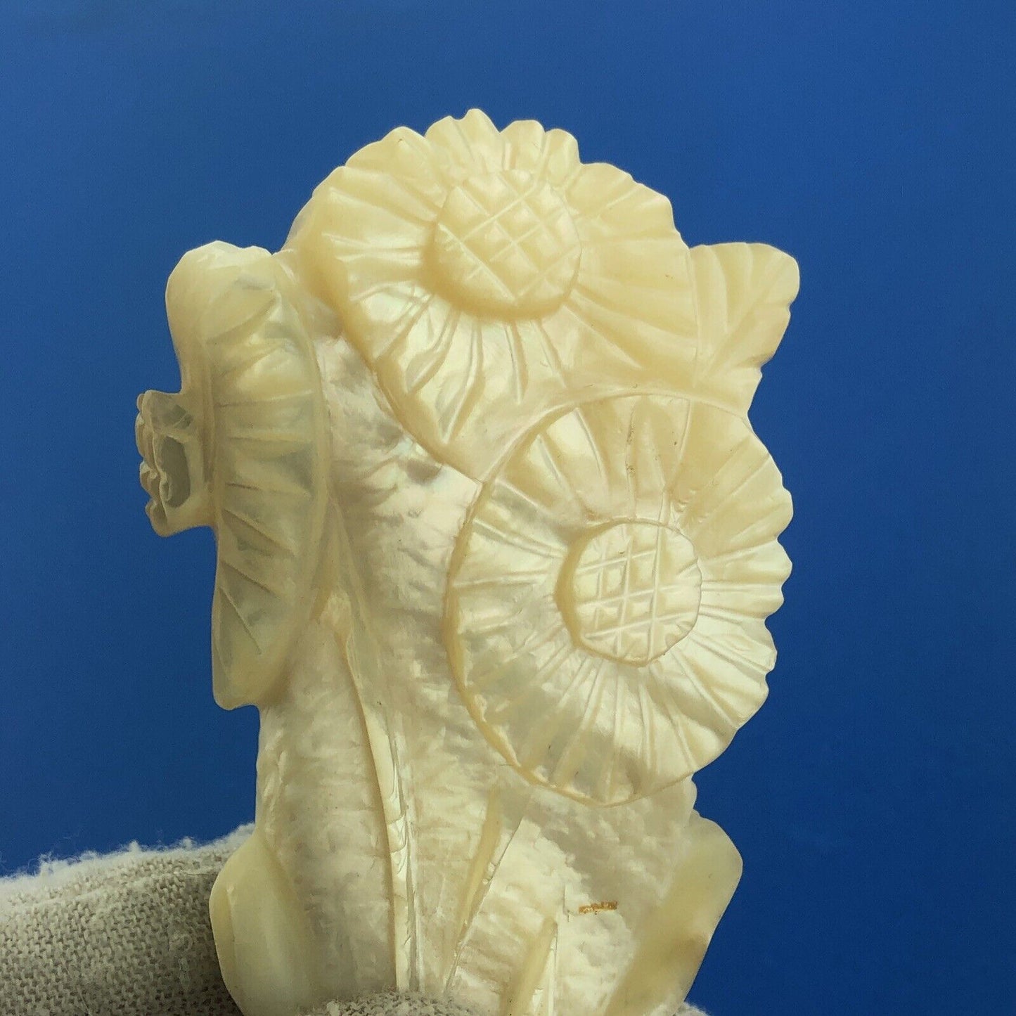 Native American Sterling Silver Hand Carved Mother Of Pearl Statement Pendant