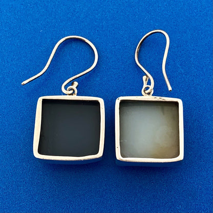 Fifi Rose 925 Sterling Silver Hematite Druzy Statement Square Dangle Earrings