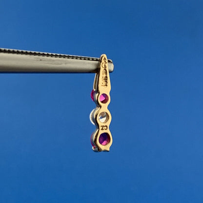 Vintage 10K Yellow Gold Pink Spinel White Cubic Zirconia Charm Pendant