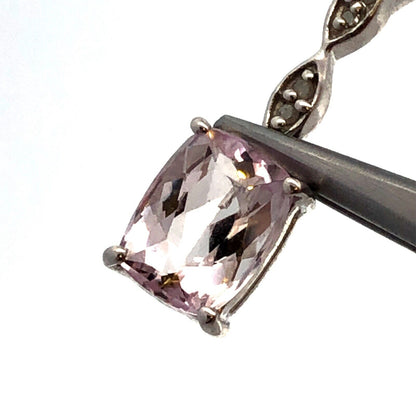 Designer TGGC 925 Sterling Silver Rectangle White Amethyst White Topaz Pendant