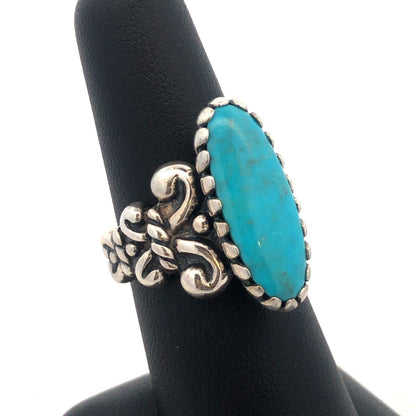 Native American Carolyn Pollack Anglo 925 Sterling Silver Oval Turquoise Ring