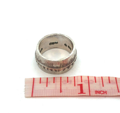 Mignon Faget Sterling Silver Cubic Zirconia Scarred Node Wide Cigar Band Ring