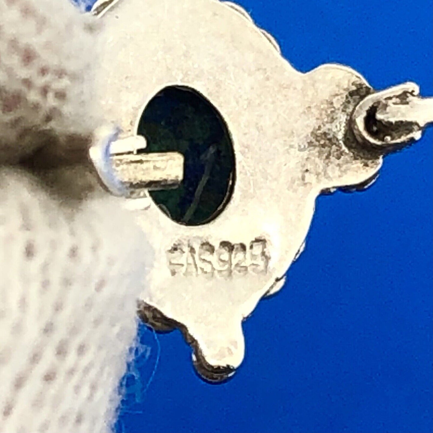 Designer FAS 925 Sterling Silver Oval Lapis Lazuli Balinese Style Earrings