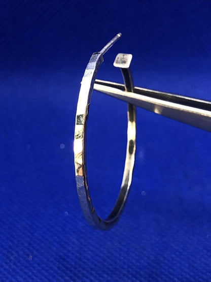 Designer 925 Sterling Silver Hammered Hoop Statement Earrings