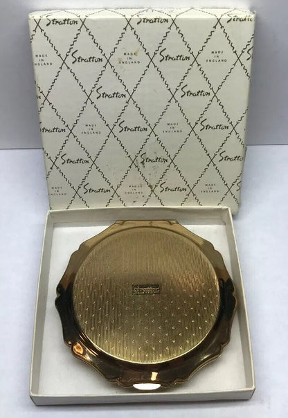 Vintage Stratton Of England Blue WedgeWood Maids Dancing Gold Tone Compact