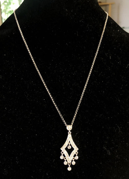 Designer 925 Sterling Silver Round Cubic Zirconia Statement Pendant Necklace