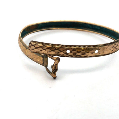 Antique Art Nouveau Brass Diamond Design Belt Buckle Bracelet
