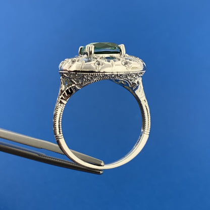 Clyde Duneier CID Sterling Silver Green Tourmaline White Amethyst Cocktail Ring