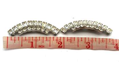 Retro Silver Tone Rhinestone Statement Shoe Clips