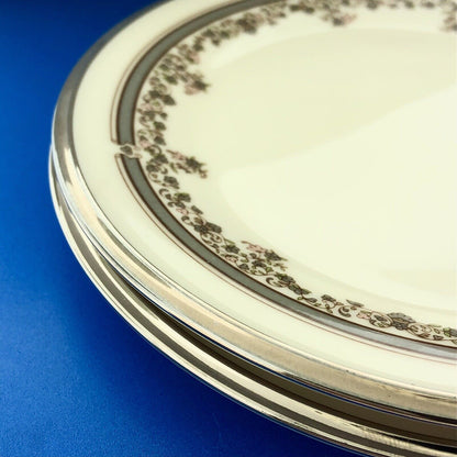Vintage Lenox Lace Point Pattern 6 3/8" Bread Plate China TWO Pc Set