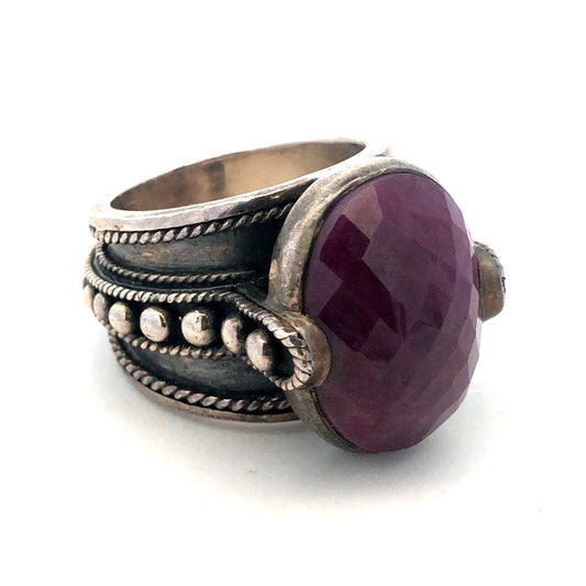 Designer 925 Sterling Silver Oval Cushion Ruby Statement Cocktail Ring