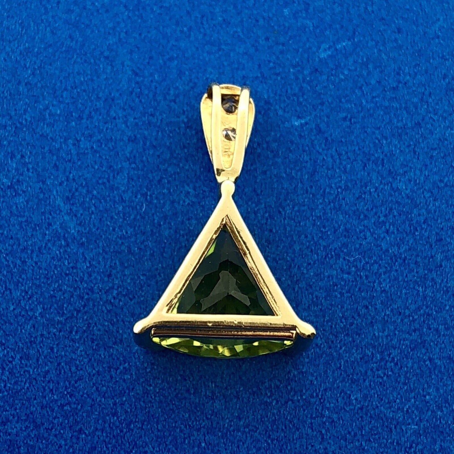 Modern 10K Yellow Gold Peridot Diamond Trapezoid August Birthstone Pendant