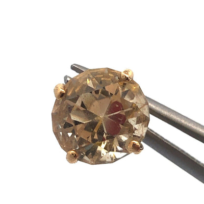 Stunning 14K Yellow Gold Honey Quartz Solitaire Statement Stud Earrings