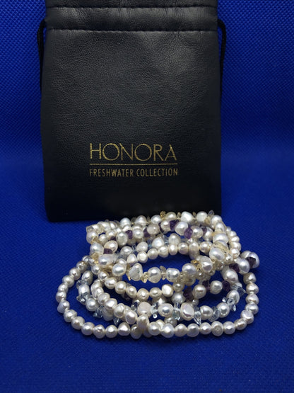 Honora Freshwater Collection Lot Of Six Stretch Bracelets In Pouch