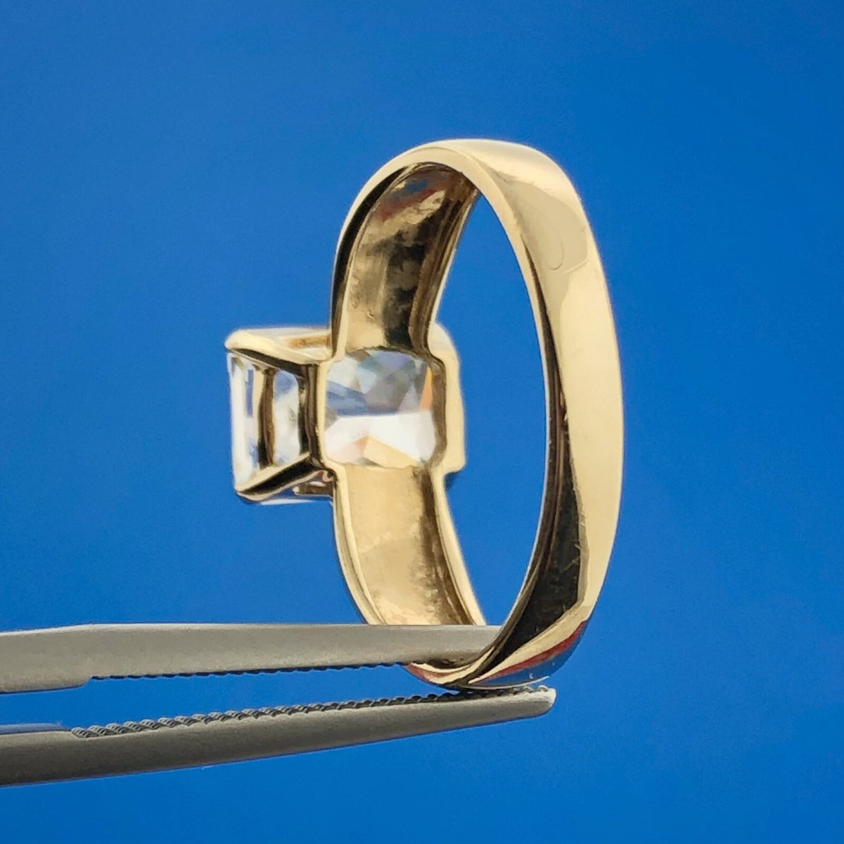 Designer JWBR 14k Yellow Gold Radiant Cut Cubic Zirconia Soliatire Ring Size 7