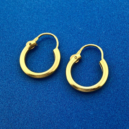 Designer 14K Yellow Gold Polished Huggie Huggy Hoop Earrings