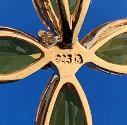 Designer Sterling Silver Vermeil Orange Cubic Zirconia Statement Cross Pendant