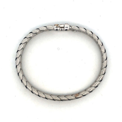 Designer RCI 14K White Gold Basket Weave Braided Elegant Bangle Bracelet