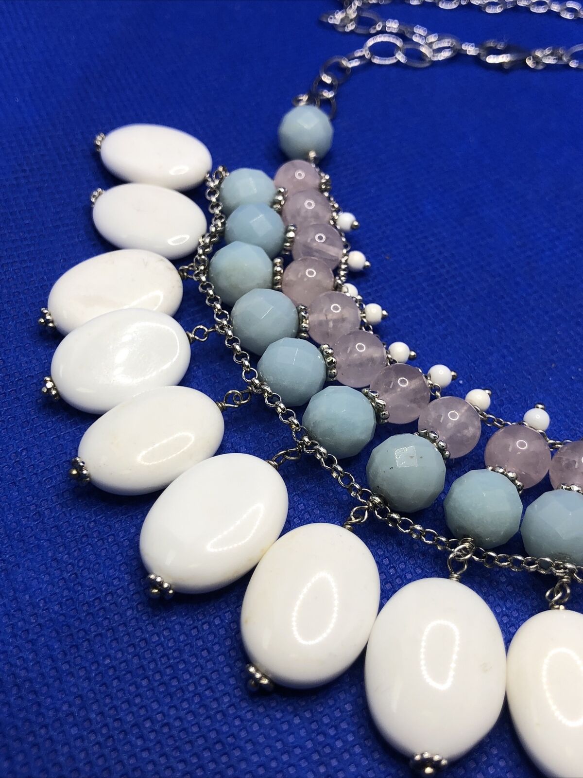 Ross Simons Rose Quartz Aventurine Milky Quartz Layered Collar Necklace