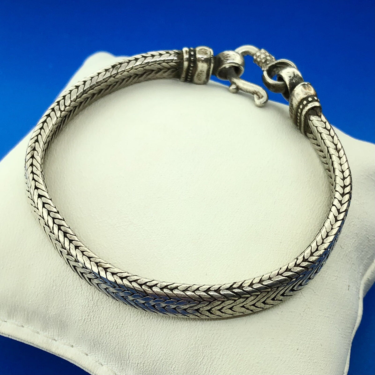 Vintage Artisan RA 925 Sterling Silver Heavy Wheat Link Clasp Bracelet