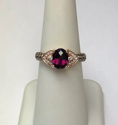 LeVian 14K Rose Gold Chocolate Vanilla Diamond Garnet January Anniversary Ring