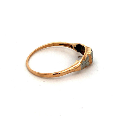 Vintage Designer SH 14K Yellow White Gold Round Diamond Engagement Ring