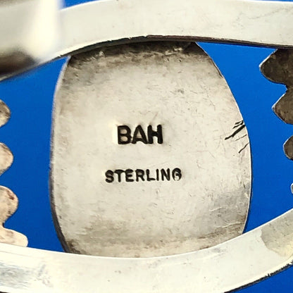 Designer BAH Sterling Silver 925 Cabochon Coral Native American 6" Cuff Bracelet