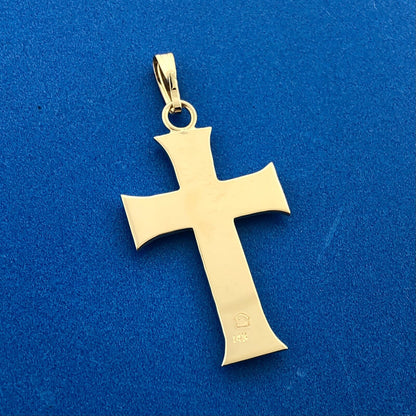 Modernist 14K Yellow White Gold 2 Toned Religious Faith Cross Communion Pendant