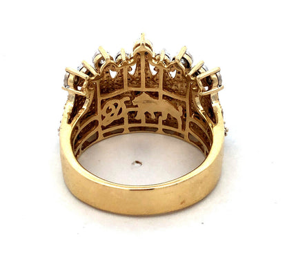 Designer Dadwani 10K Yellow Gold Diamond Pave Crown Statement Ring