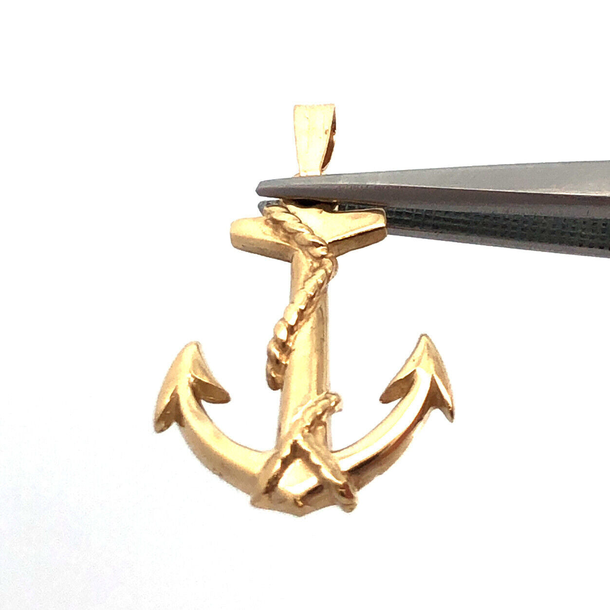 14K Yellow Gold 3D Anchor Nautical Navy Marine Pendant