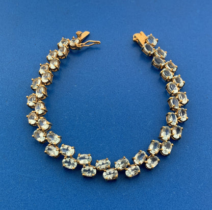 Designer 925 Sterling Silver Blue Topaz Double Row December Tennis Bracelet