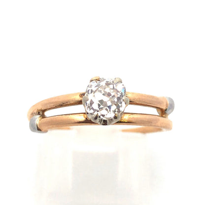 Vintage 18k Yellow Gold European Cut Diamond Ring Carat Size 6