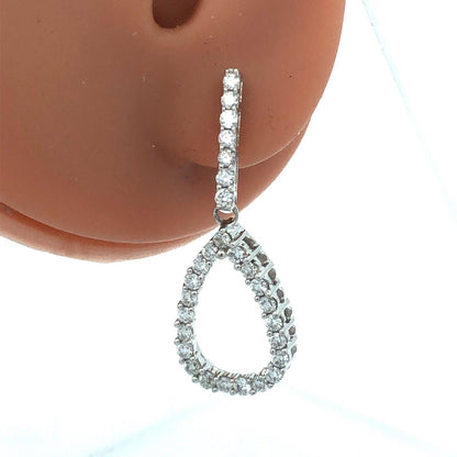 Designer 14K White Gold Diamond Sparkling Dangle Drop Stud Earrings