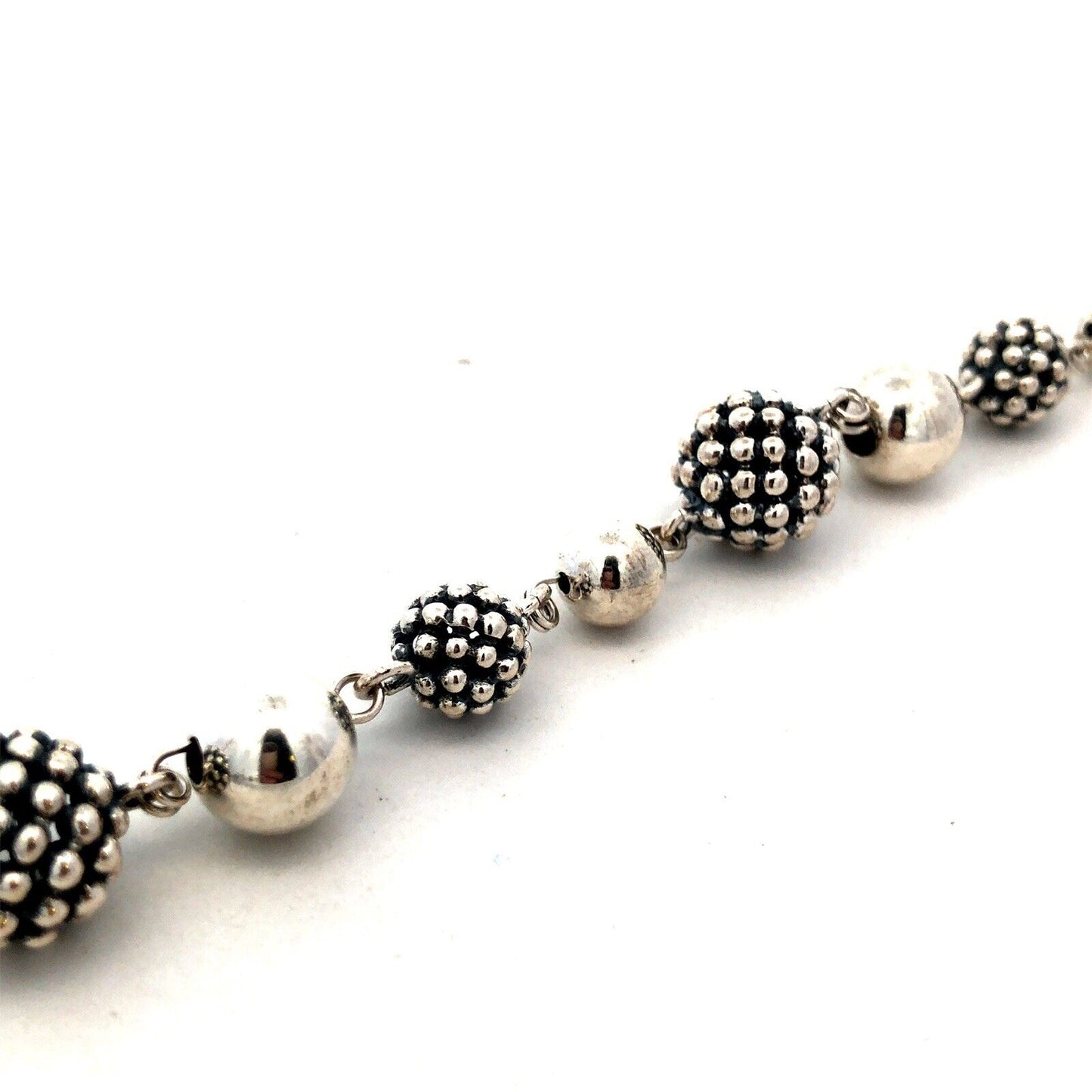Michael Dawkins 925 Sterling Silver Pearl Textured Ball Beaded Toggle Bracelet