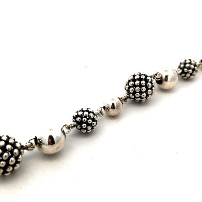 Michael Dawkins 925 Sterling Silver Pearl Textured Ball Beaded Toggle Bracelet
