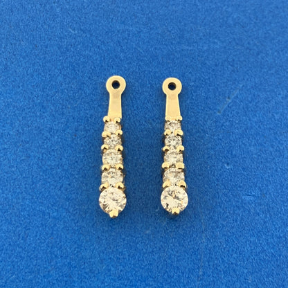 Gorgeous 14k Yellow Gold Round Cut Diamond Vertical Set Earring Enhancers
