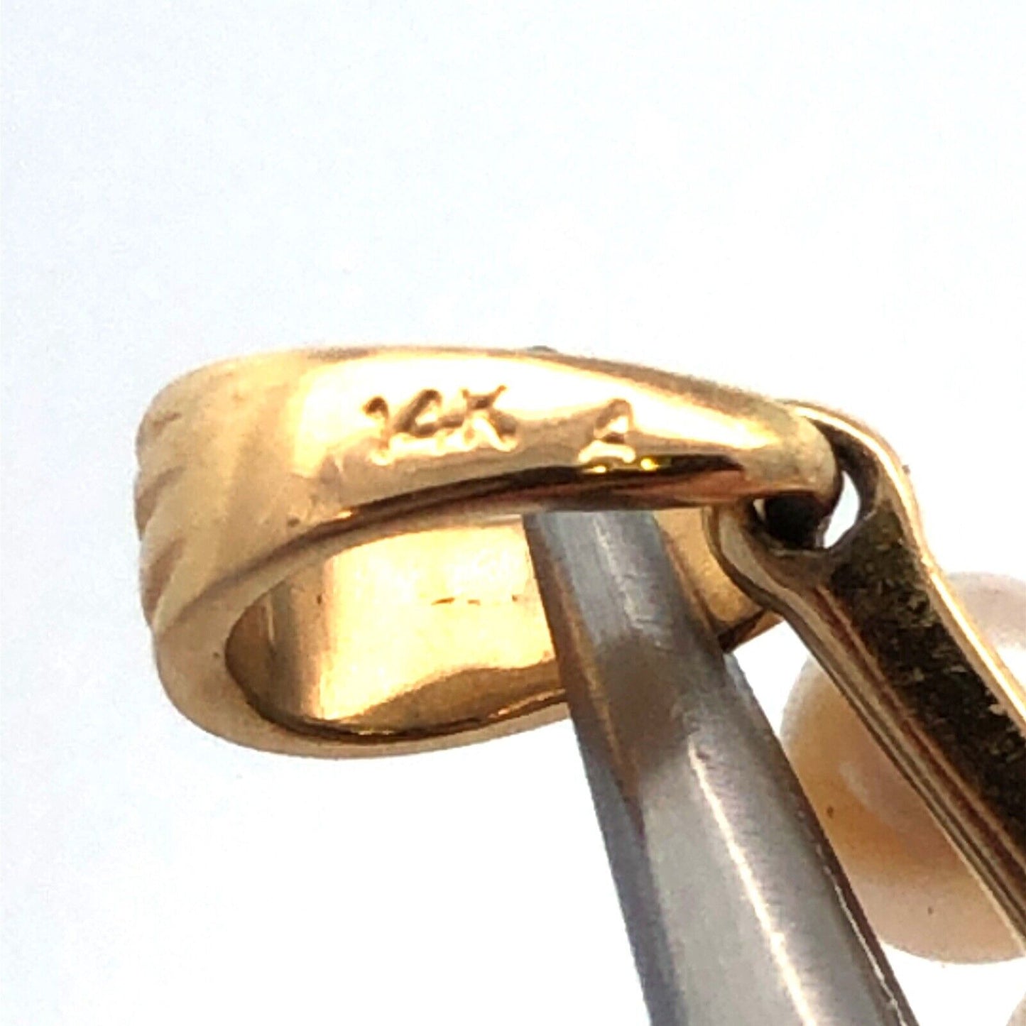 Designer 14K Yellow Gold Round White Pearl Cross Pendant