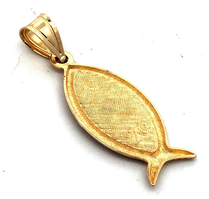 Designer Michael Anthony 14K Yellow Gold Jesus Fish Ichthys Pendant